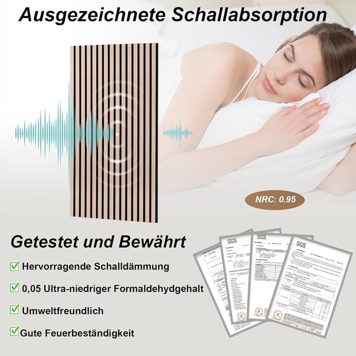 Акустичні стінові панелі з дерева AKK-PANE 240x60 см (1,44м²), 3D панелі для шумоізоляції стін у вітальню, кухню та офіс, колір: Класичний дуб