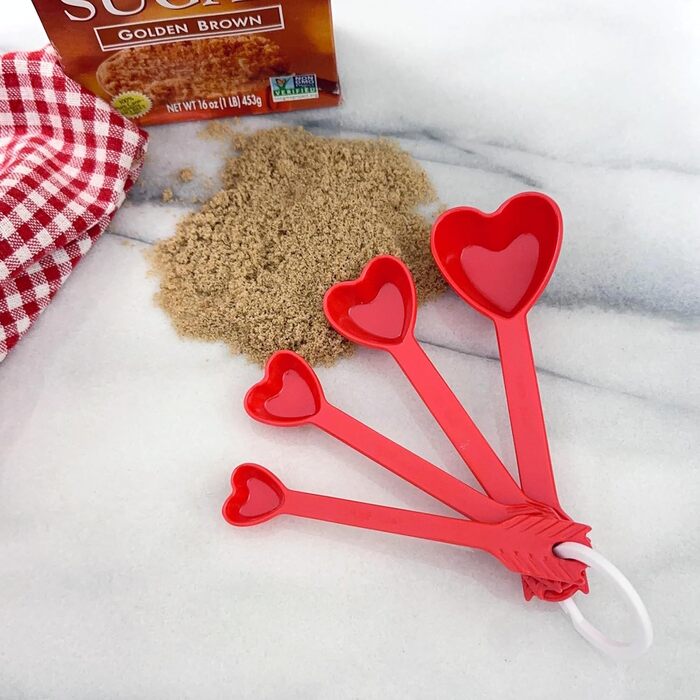 UP 8-Piece Multi-Purpose Measuring Cup and Spoon Set, Liquid and Dry Melamine Measuring Cups, Cooking and Baking Tools, Measuring Set (Heart)