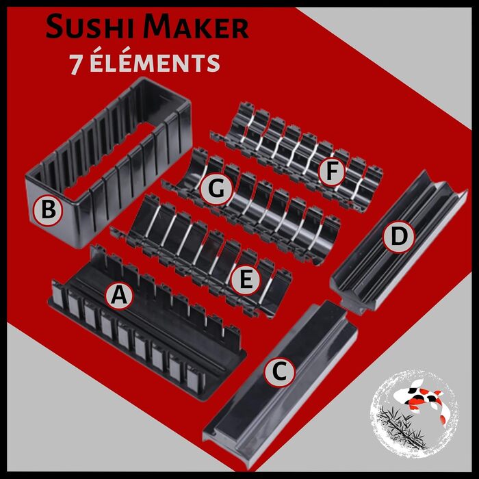 Набір для приготування суші 10-ти частинний з рецептами та відеоінструкцією | Мати, бамбукова мати, інструмент для суші та макі | Ідеальний подарунок