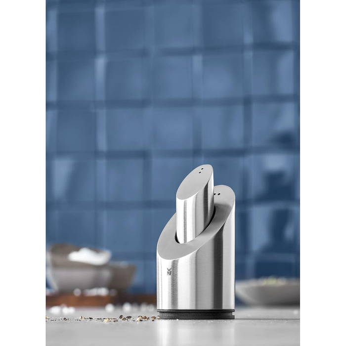 WMF Barista Sugar Shaker 240g, Glass & Two-in-One Salt/Pepper Shaker Set, 2-Piece, Small Shaker, Salt Shaker, Pepper Shaker, Cromargan Stainless Steel, Matte Finish, Dishwasher Safe, Grey, centimeters