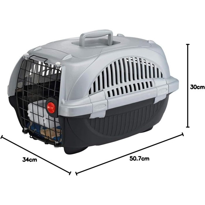 Переносна переноска для тварин Ferplast Atlas Deluxe 20 Open: для собак та котів, з подушкою та мискою, 38x58x33 см, чорний колір