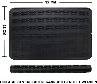 Силиконова килимок для сушіння посуду - килимок для посуду, BPA-free, стійкий до нагрівання, неслизький, з щіткою (чорний, 92 x 52 см)