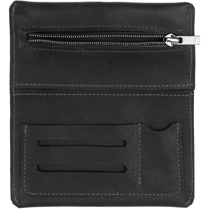 SIMARU Leather Tobacco Pouch for 30g Tobacco Bag, Roller Pouch Made of Genuine Leather with Filter Compartment & Rolling Paper Holder (Black)