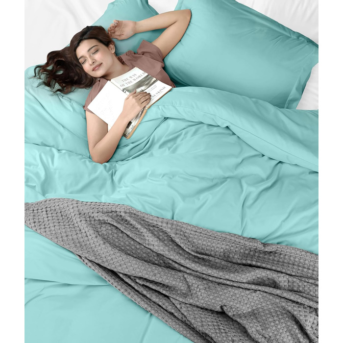 Комплект постільної білизни Utopia Bedding: ковдра 203x228 см, 2 наволочки, мікрофібра, блакитний