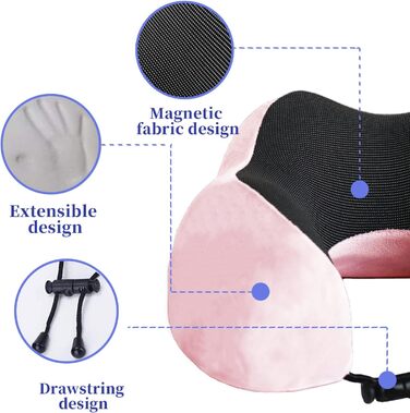 Подушка для шиї Poligono для подорожей: компактна, легка, з memory foam, рожева