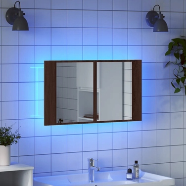 Шафа у ванну кімнату з дзеркалом та RGB LED-підсвіткою, колір 