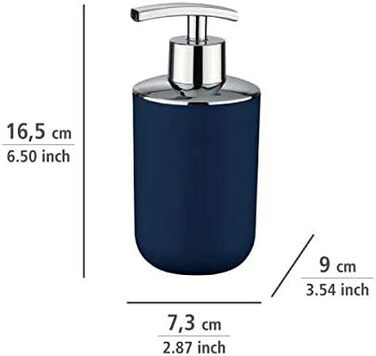 Дозатор для мила WENKO Brasil - 0.32 л, синій, пластик (TPE), 7.3 x 16.5 x 9 см