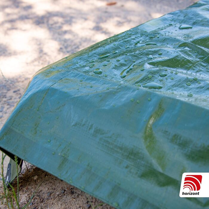 Waterproof tarpaulin 260g/m² 8x10m with tear-resistant eyelets, sandbox and pool cover, woven tarpaulin for car, motorcycle, bicycle - Windproof cover for outdoor use, green