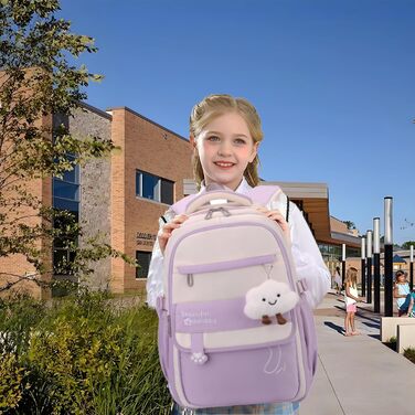 Шкільний рюкзак для дівчаток та хлопчиків-підлітків, рюкзак для жінок, великий шкільний ранець на 15.6 дюймів, рюкзак для ноутбука, шкільна сумка, водонепроникний, рюкзак для школи, шкільні сумки (фіолетовий)