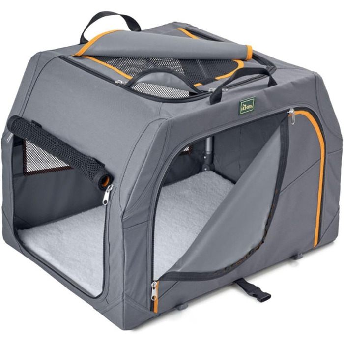 Складана переносна переносна собача будка HUNTER з алюмінієвим каркасом, сірого/помаранчевого кольору, S, 61 x 43 x 46 см