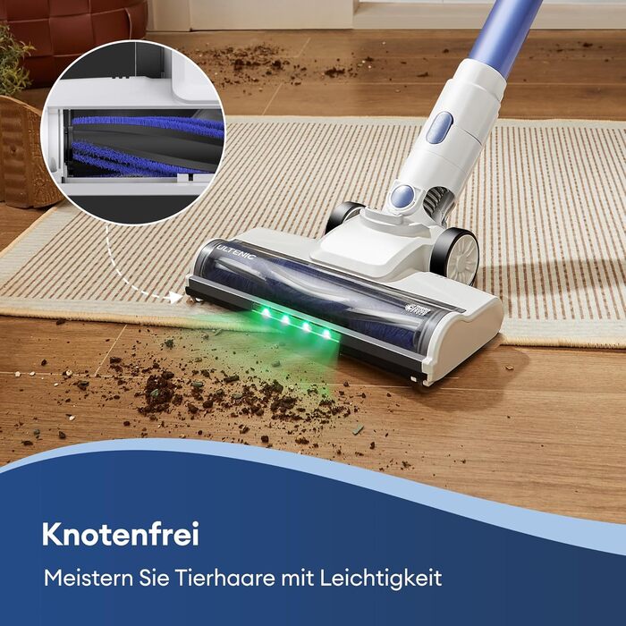 Ultenic U10 Ultra: Бездротовий акумуляторний пилосос з потужністю всмоктування 40000 Па, 40 хв роботи, світлодіодним індикатором та щіткою проти ковтунів для килимів, твердих підлог та шерсті тварин