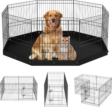 VEVOR 8-Panel Foldable Dog Playpen with Waterproof Cover & Mat - 61cm High