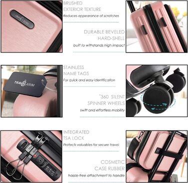 Міцний валіза на колесах з обертовими колесами, легка сумка-переноска, косметичка, 50,8 см, ручна поклажа 22 дюйми, рожевий колір