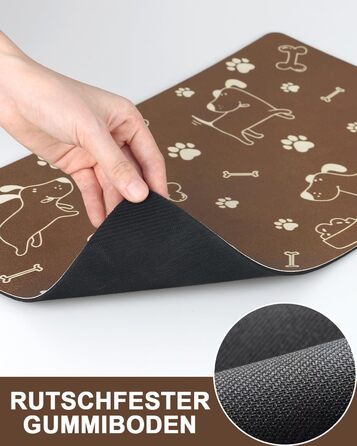 Підкладка під миску для собак та котів, неслизька, чорна 40x60 см. Швидковисихаюча, легко миється. Підкладка для миски для тварин.