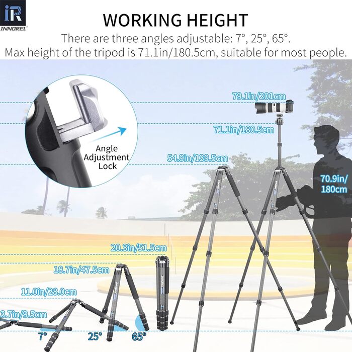 Карбоновий штатив INNOREL KT324C: професійний компактний дорожній штатив для DSLR-камер з панорамною кулеподібною головкою