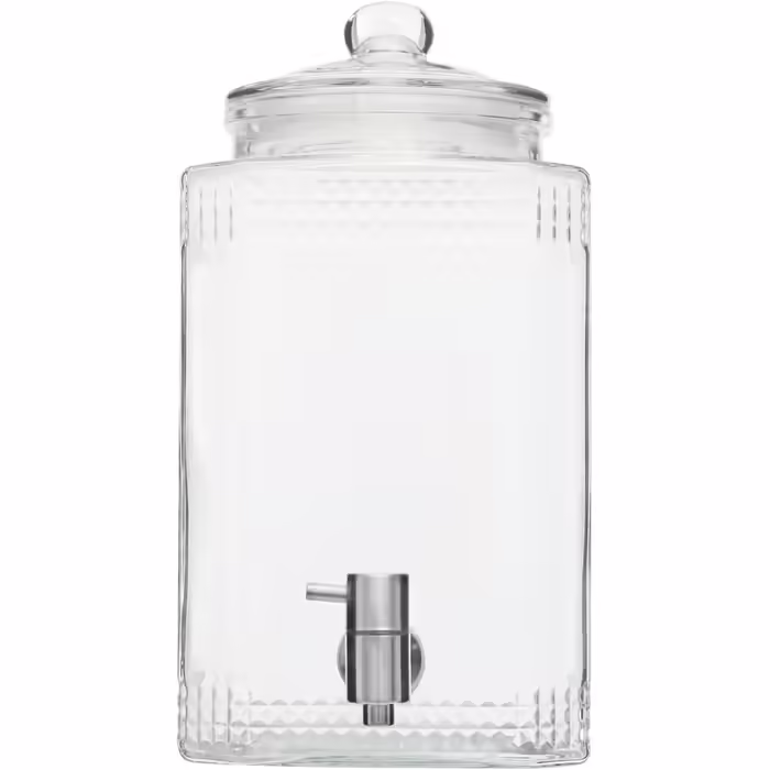 5L Drink Dispenser, transparent glass drink dispenser with stand. Thoughtful faucet design, can hold a variety of cold and hot beverages for indoor and outdoor parties, restaurants.