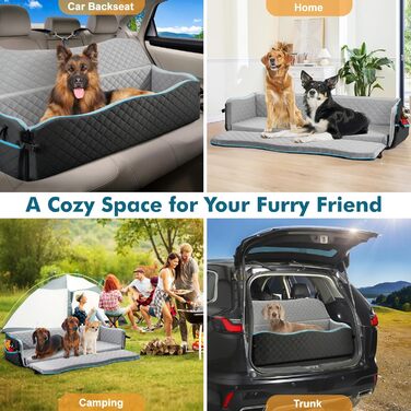 Автокрісло для собак маленьких порід до 20 кг з ременем безпеки, переноска для авто, м'яке автоліжко для подорожей, чорно-сірий, для собак до 120 кг