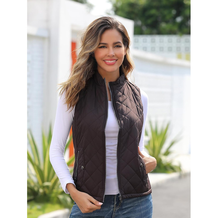 Жіноча жилетка Fuinloth, осіння, легка, стеганий жилет, без рукавів, куртка, короткий жилет, гільє, XXL, шоколадного кольору