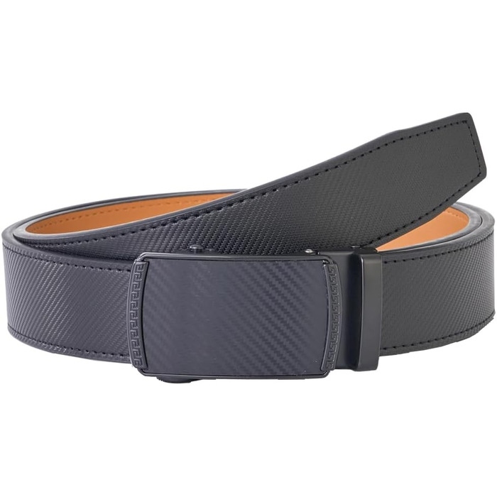 Чоловічий шкіряний ремінь VRLEGEND з автоматичною застібкою (ратинг) без дірок для ділового костюма, регульований розмір, з подарунковою коробкою, чорний