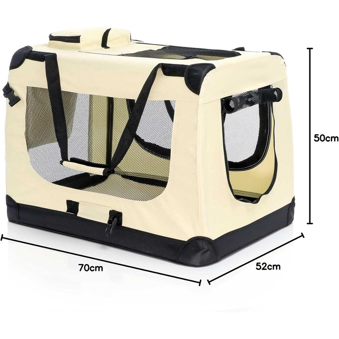 Складана переносна переносна коробка для собак та котів Fudajo (50x35x35 см, 700x520x500 мм, бежева)