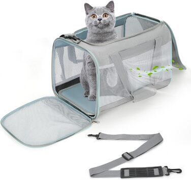 Транспортна сумка Cozary для котів та собак, переноска для тварин, сіра (44x30x30 см)