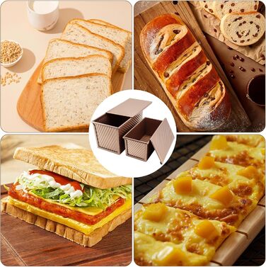 Набір форм для випічки хліба Lafo Toastbrot з кришкою, рожеве золото – форма для тостів та хліба зі скребком
