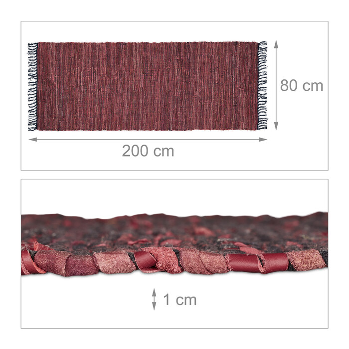 Relaxdays Leather and Cotton Patchwork Rug