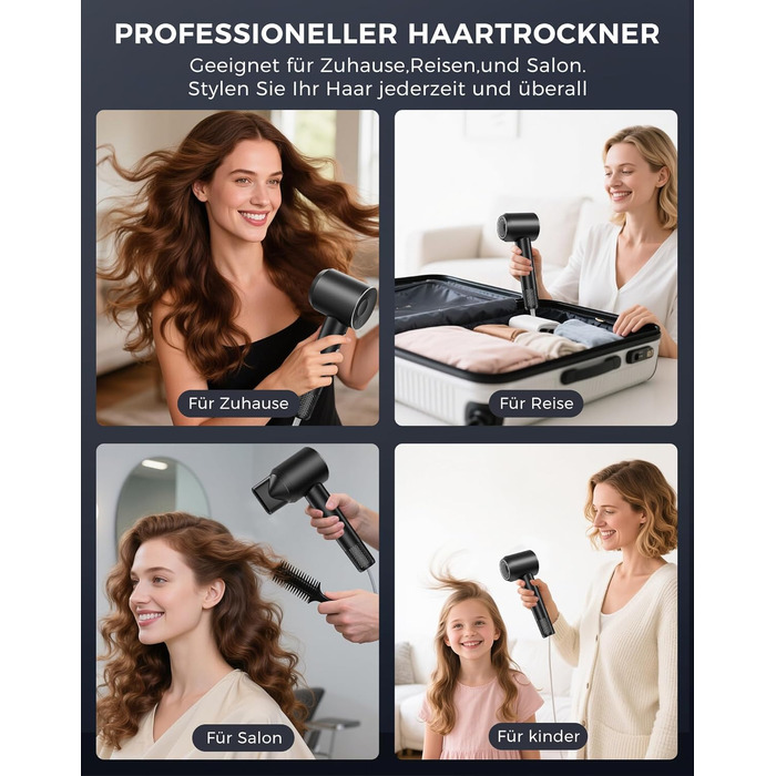 Іонізатор Föhn: потужний фен з 4 режимами нагріву та 3 швидкостями, захист від перегріву, стильна насадка та дифузор