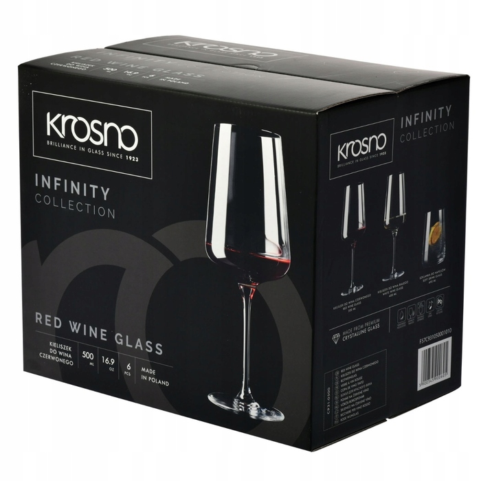 Келихи для червоного вина Krosno INFINITY, прозорі, 580 мл, 6 шт.