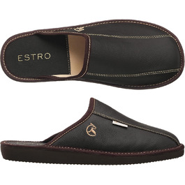 Чоловічі халапи Leder Estro - халапи для дому, чоловічі пантофі, сліпони, халапи Estro, 44 EU, Коричневий