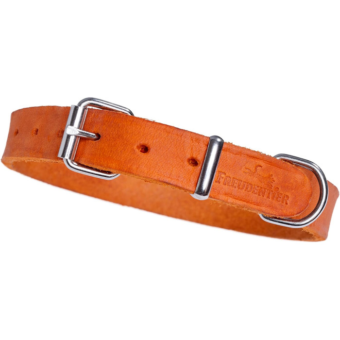 FREUDENTIER Ошийник для собак з натуральної шкіри Alsterufer - ручної роботи, Sunset Orange, 25,5-31 см