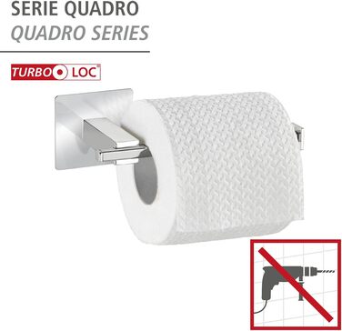 Тримач для туалетного паперу WENKO Turbo-Loc Quadro з нержавіючої сталі, хром, без кришки