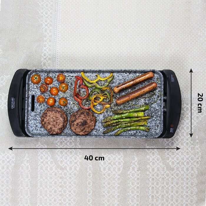 Cecotec Electric Grill Plate with Removable Parts - 1800W - Non-Stick Aluminum Teflon Coated Grill Pan - Dishwasher Safe - Adjustable Thermostat - Large Cooking Surface