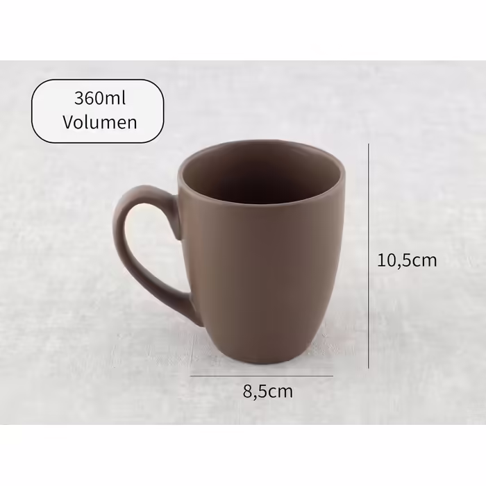 Hansekitchen Coffee Mug Set Large – Coffee mugs made of high-quality and sturdy ceramic, large handles, large mugs (Brown, Set of 6)