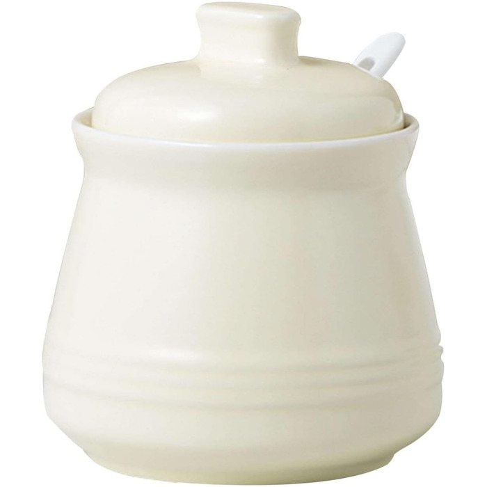 Ceramic Sugar Bowl with Spice Jars, Sugar Bowl with Lid, Sugar Salt Pot Seasoning Canister, Sugar Storage Jar, Sugar Pot, Sugar Container Spice Jar (Beige)
