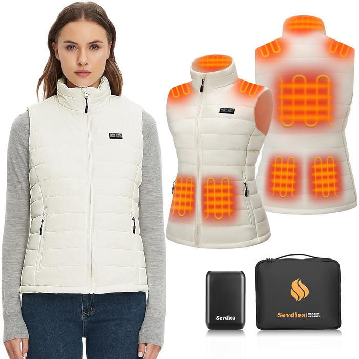 Обогреваемая жилетка Daen с Powerbank 16000mAh 7.4V, Легкая электрическая жилетка для езды на велосипеде и outdoor-работ (L, Белый)