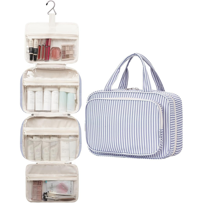 Набір для гігієни Narwey для дівчаток: велика косметичка/валіза для душу з сіткою, зелено-блакитна, L