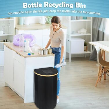 Deposit bottle collection container with lid & 2 removable carry bags, large deposit bottle storage, container for empties & glass recycling, kitchen pantry bottle bag (100L)