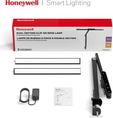 LED лампа для столу Honeywell HJ1 Sunturalux™ - регульована, для офісу та дому, з кріпленням, чорна