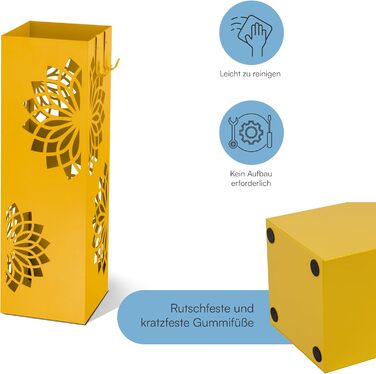 Підставка для парасольки Baroni Home з сучасним дизайном, металева з мандалою, 2 гачки та знімна ємність для збору води, 16 x 16 x 49 см, зелений (жовтий)