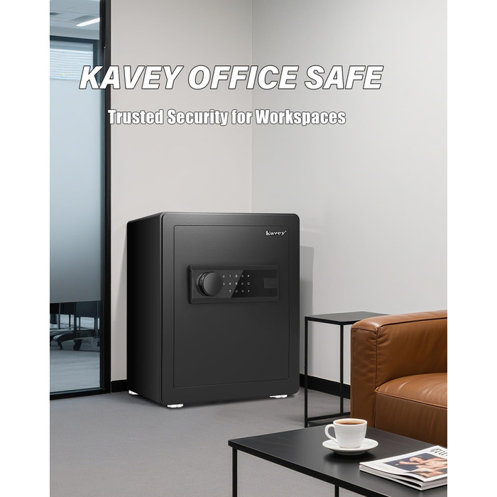 Сейф Kavey Safe Tresor 50L з цифровим замком, подвійним сигналом тривоги та LED-підсвіткою