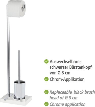 Набір для туалету WENKO Noble Elegante: тримач щітки та рулону туалетного паперу, полірезин, чорний, 20 x 74 x 15 см
