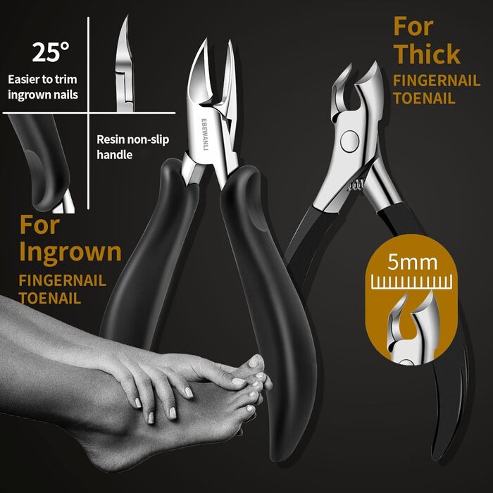 Кусачки для нігтів Zehennagelknipser для товстих нігтів, набір для літніх людей, широкі губки, прямі, міцні для врослих нігтів та пальців, обертові