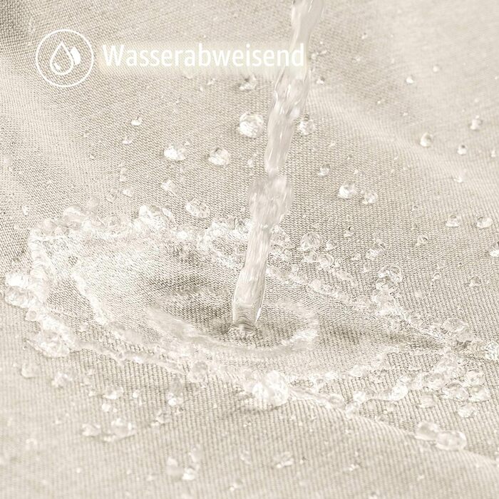 Штора для ванної кімнати льон з металевими кільцями, бежева 182x182 см - Водонепроникний текстильний комплект для ванни