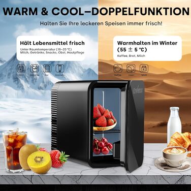 Mini холодильник Enventor 10L: для кімнати, авто, офісу. Охолодження та нагрів, 12V/220V, тихий, чорний