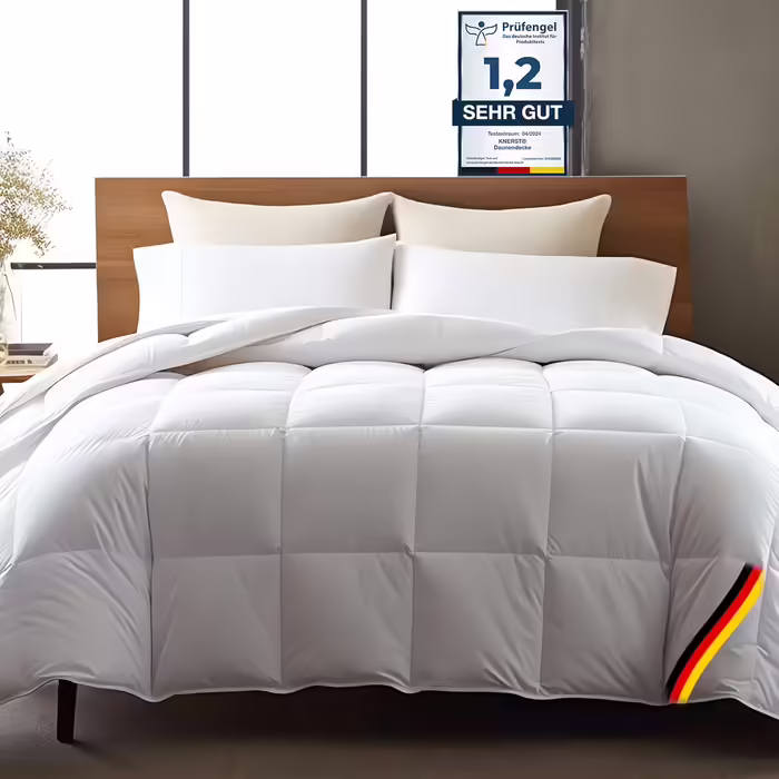 KNERST Summer Quilt 155x220 cm Made in Germany - Summer Down Quilt 155x220 - soft Bedspread 155x220 - Summer Bedspread with Ökotex & Downpass Certification - Down Bedspread with Down & Feathers