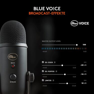 Мікрофон Blue Yeti USB - професійний для запису, стрімінгу, подкастингу, геймінгу та вокалу. Підтримка Plug & Play для PC та Mac. Чорний колір