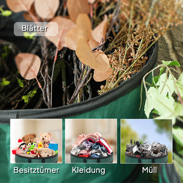 Outsunny Garden Sack 4x86L Waterproof Garden Waste Sack with Zippered Lid, Handles, Sturdy Leaves Sack, Freestanding Garden Bags, Reusable Garden Waste Bags for Garden Waste and Green Waste | Aosom