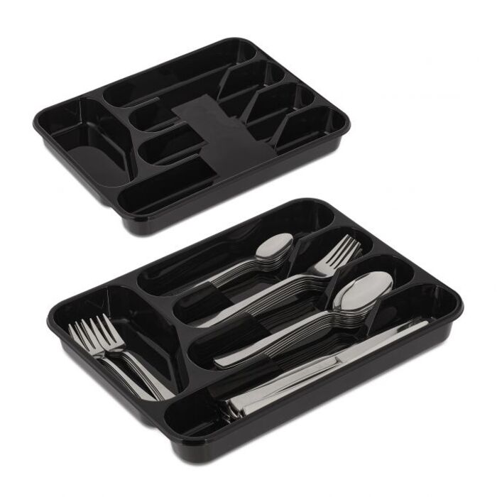 Relaxdays Black Cutlery Box Set of 2