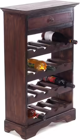 Rustic Wine Rack Cortez 85 | 85x55cm (H x W) Solid Wood | Bottle Shelf, Wine Bottle Shelf made of Wood, Beverage Shelf with Drawer | Color: 03 Dark Brown